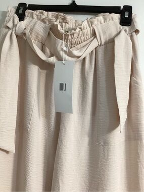 Blush Paperbag Wide leg pants  with Tie Detail